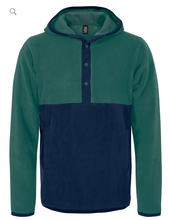 Load image into Gallery viewer, 1/4 Button-Down Hoodie Unisex - Green/Navy (For Embroidery Designs)
