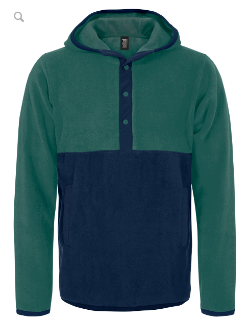 1/4 Button-Down Hoodie Unisex - Green/Navy (For Embroidery Designs)