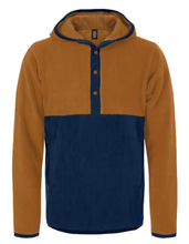 Load image into Gallery viewer, 1/4 Button-Down Hoodie Unisex - Brown/Navy (For Embroidery Designs)
