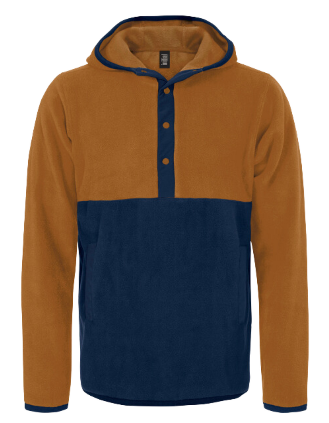 1/4 Button-Down Hoodie Unisex - Brown/Navy (For Embroidery Designs)