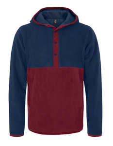 1/4 Button-Down Hoodie Unisex - Maroon/Navy (For Embroidery Designs)