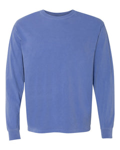 Custom Lake - Garment-Dyed Heavyweight Long Sleeve T-Shirt - Flo Blue