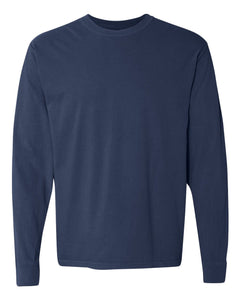 Custom Lake - Garment-Dyed Heavyweight Long Sleeve T-Shirt - Navy