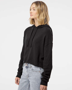 Women’s Lightweight Cropped Hooded Sweatshirt - Custom Lake Crop - Black
