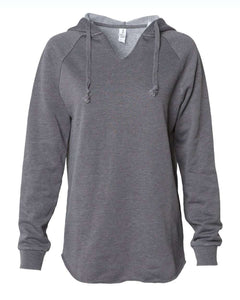 Women’s Custom Lake Lightweight California Wave Wash Hooded / Hoodie Sweatshirt - Grey